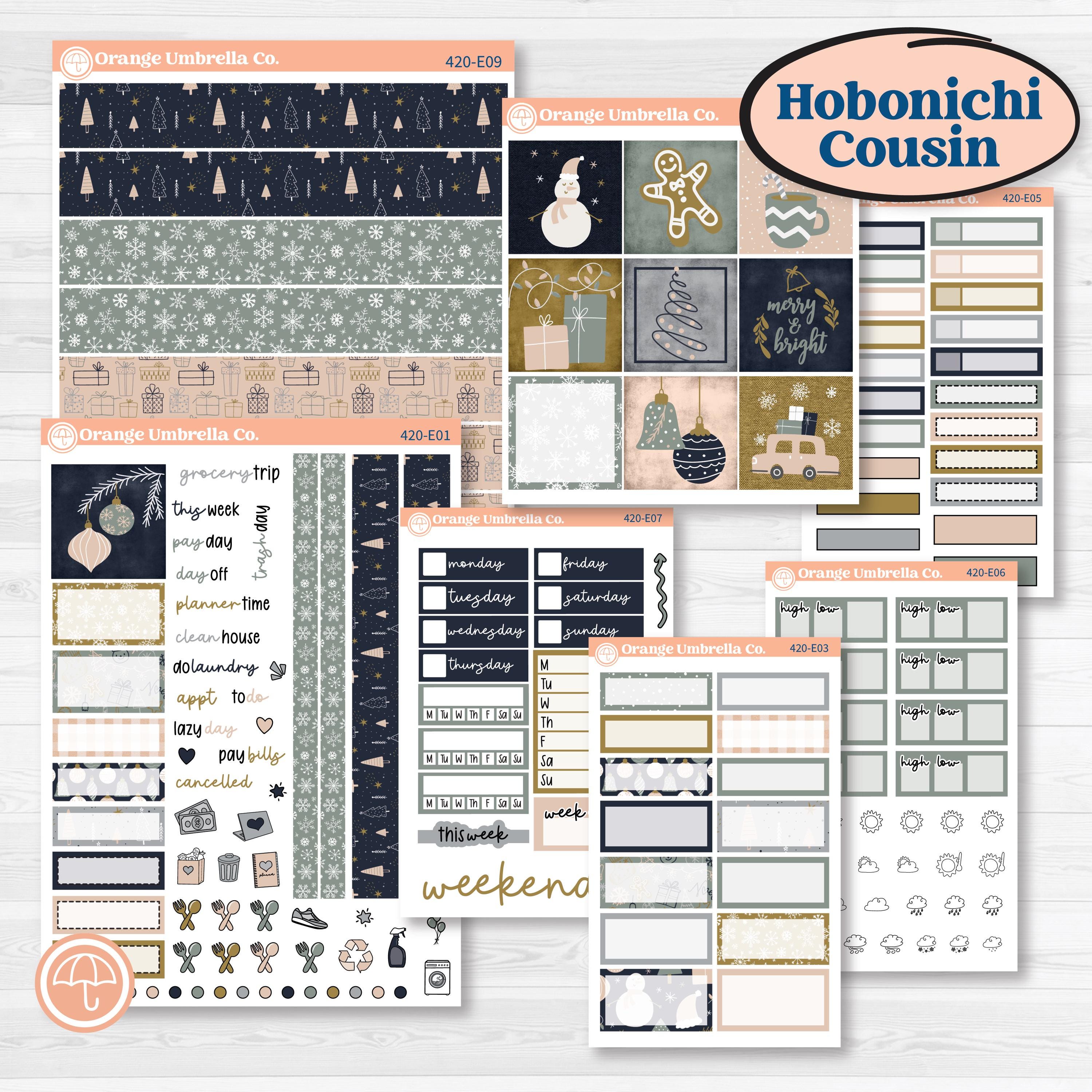 Cheerful Holiday Christmas Kit | Hobonichi Cousin Weekly & Daily Planner Kit Stickers | Very Merry | KIT-420-E