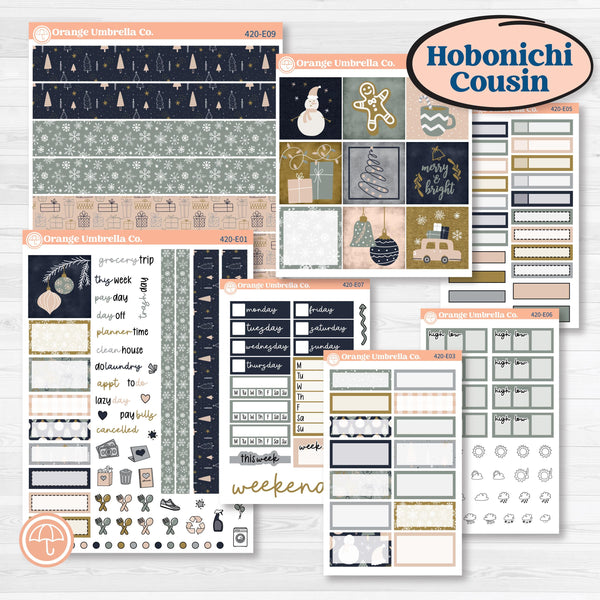 Cheerful Holiday Christmas Kit | Hobonichi Cousin Weekly & Daily Planner Kit Stickers | Very Merry | KIT-420-E