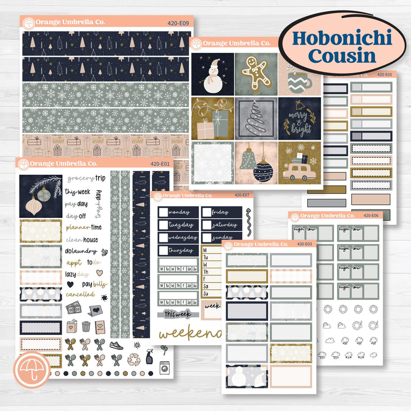 Cheerful Holiday Christmas Kit | Hobonichi Cousin Weekly & Daily Planner Kit Stickers | Very Merry | KIT-420-E
