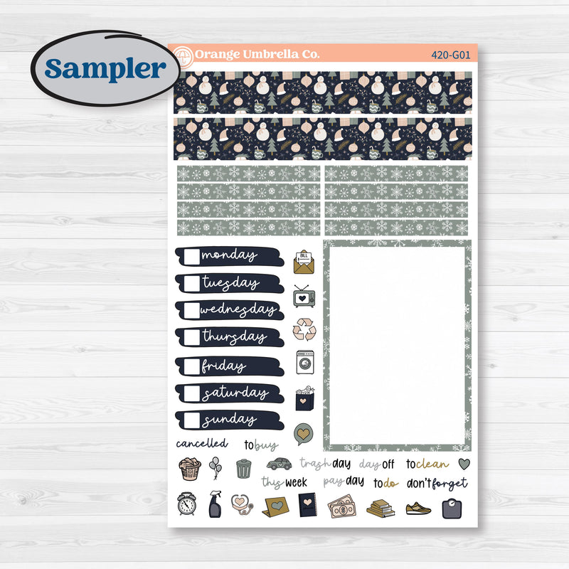 Cheerful Holiday Christmas Kit | A5 Compact Vertical Planner Kit Stickers for Erin Condren | Very Merry | KIT-420-G