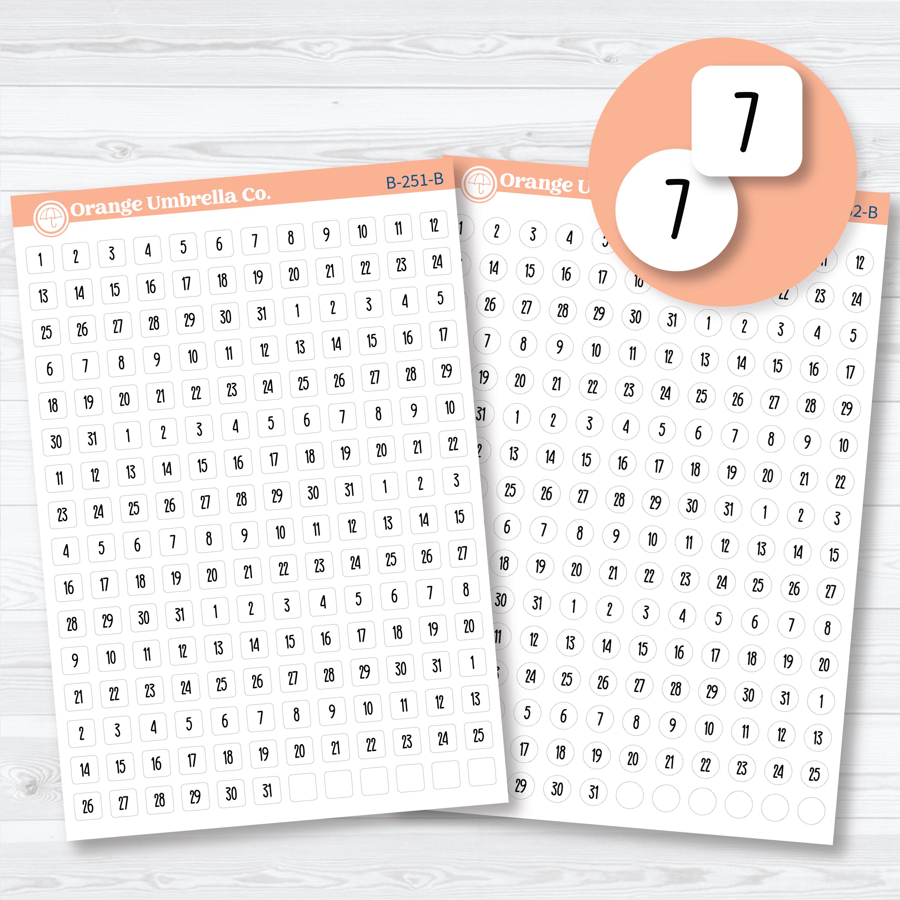 Mini Date Dots in F18 Font | Planner Stickers | Basics | B-251