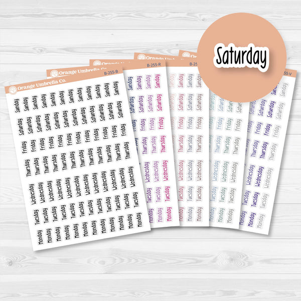 Days of the Week Labels | Weekly Planner Stickers | F18 Print | B-255