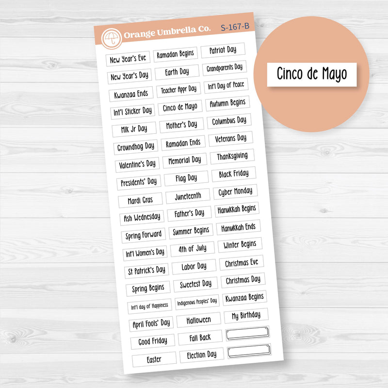 Tiny Hobonichi Weeks Holidays | Small Planner Stickers | F18 | S-167-B