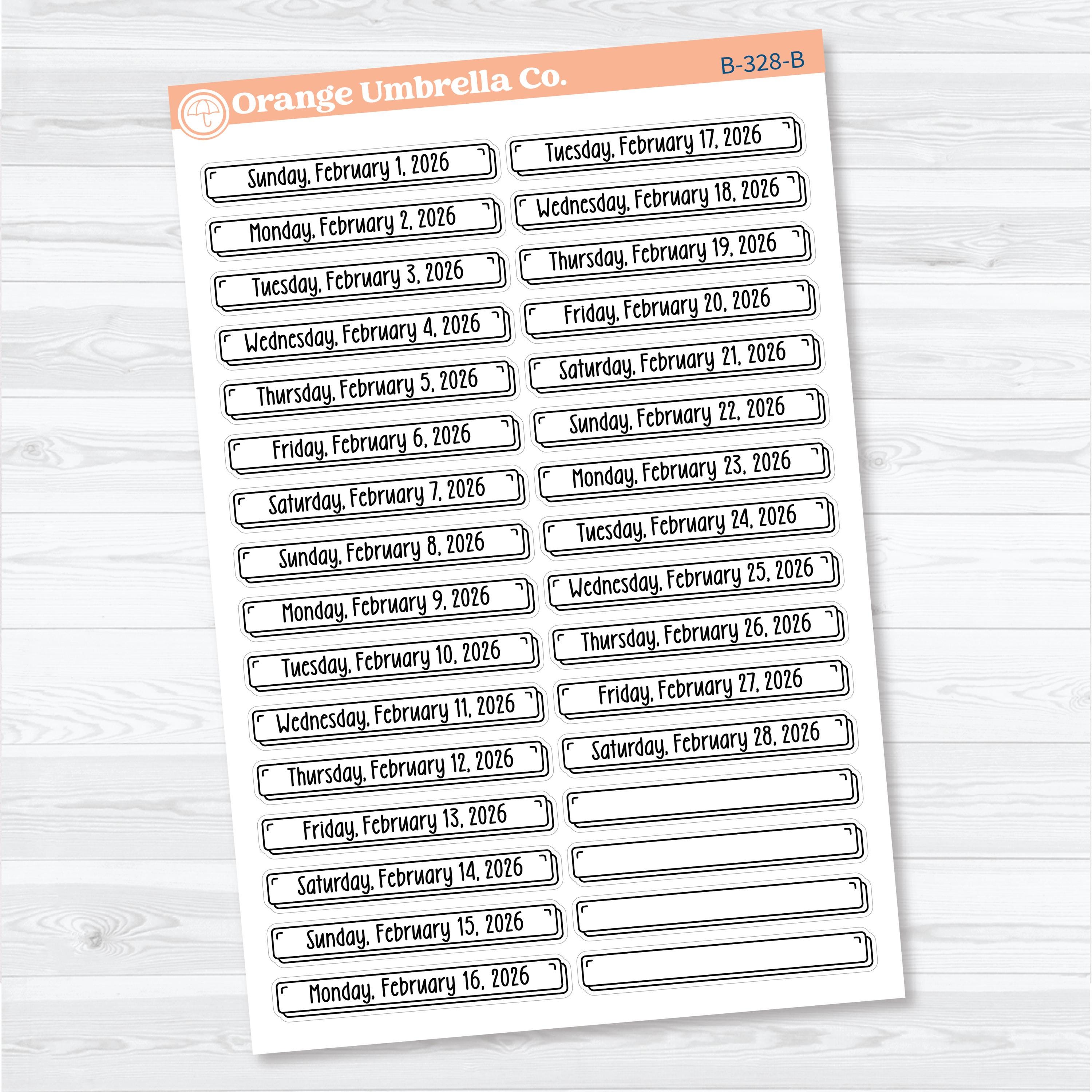 2026 Dates of the Month Labels | F18 Planner Stickers | B-327 to B-332