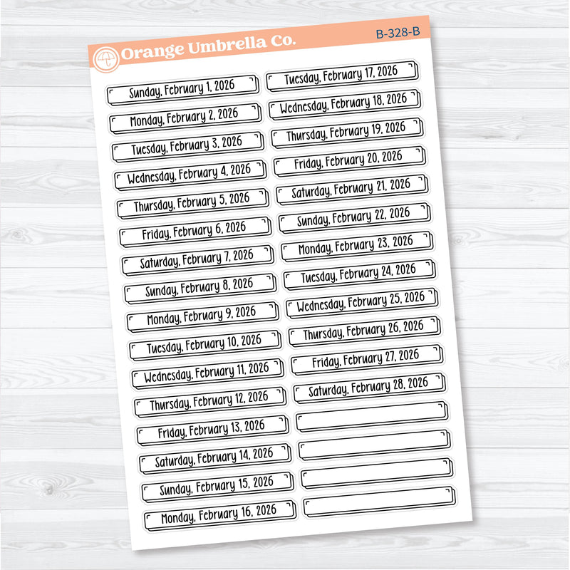 2026 Dates of the Month Labels | F18 Planner Stickers | B-327 to B-332