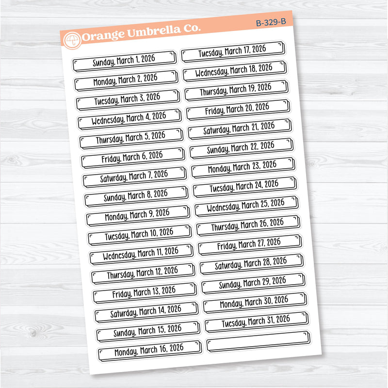 2026 Dates of the Month Labels | F18 Planner Stickers | B-327 to B-332