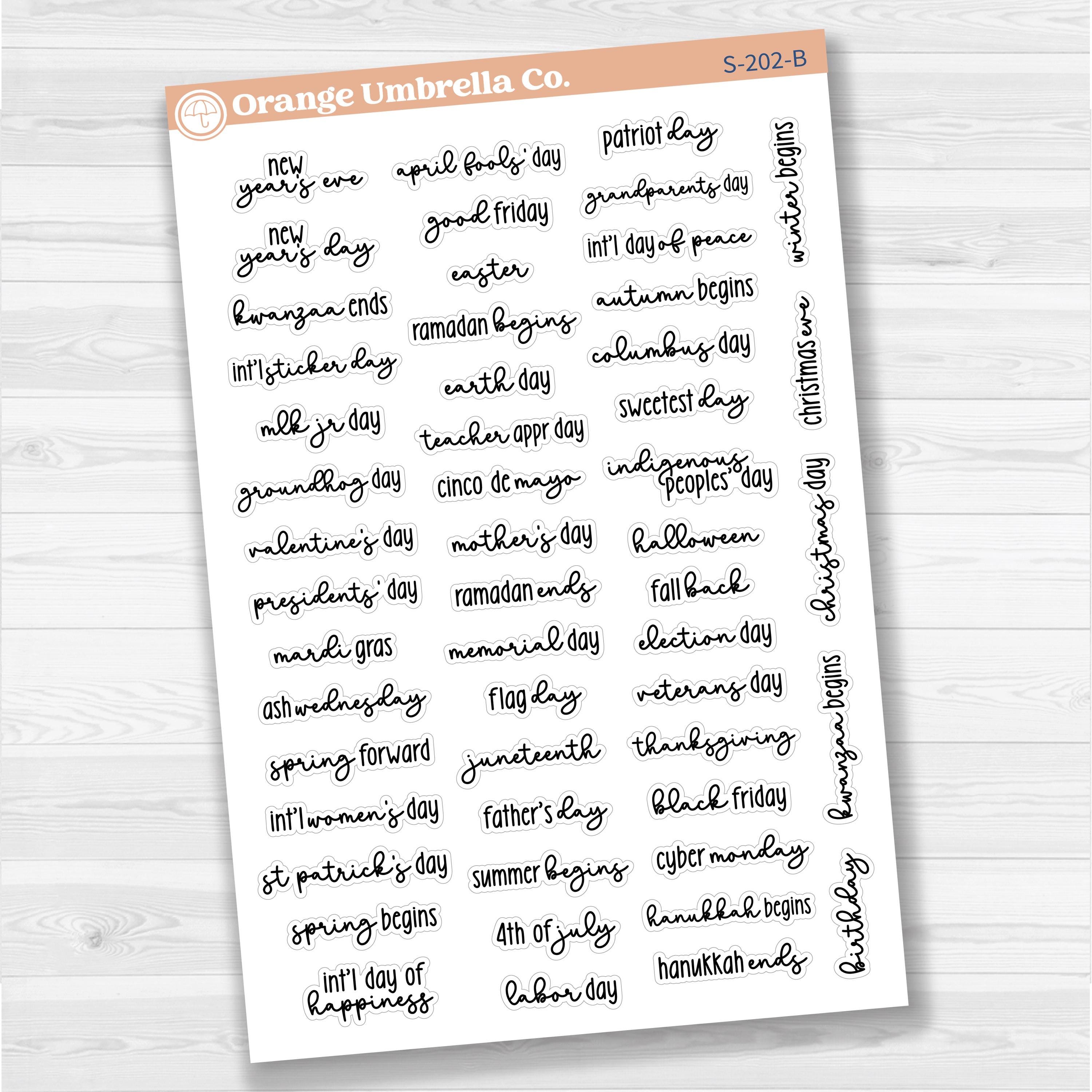 US Holidays Planner Stickers | F18 Font | S-202