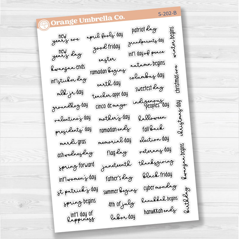 US Holidays Planner Stickers | F18 Font | S-202