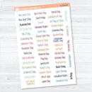 US Holidays F18 Font | Planner Stickers | S-204