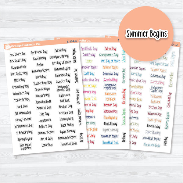US Holidays F18 Font | Planner Stickers | S-204