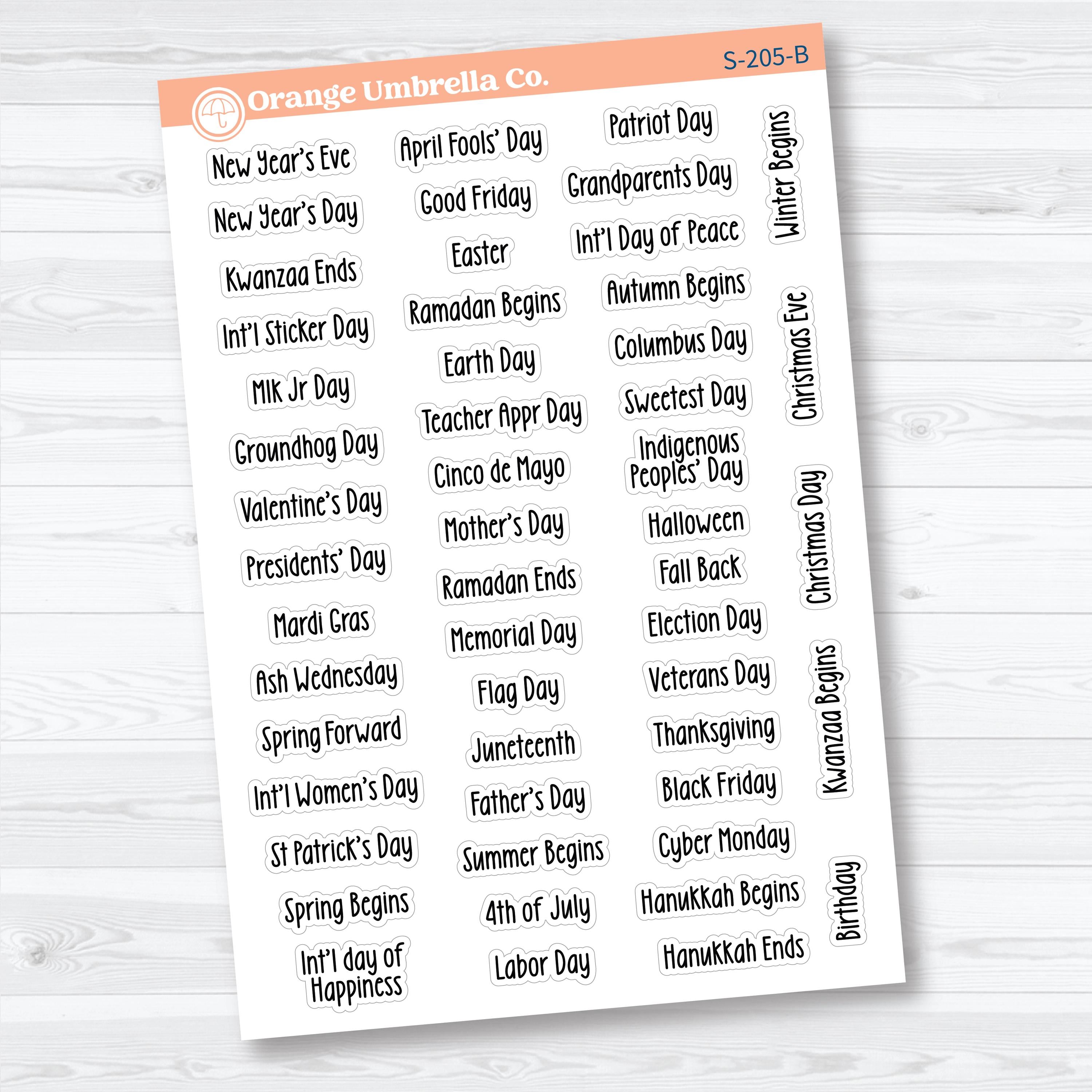 US Holidays F18 Font | Mini Planner Stickers Hobonichi Cousin | S-205