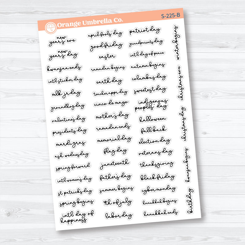 US Holidays F18 Font | Mini Planner Stickers Hobonichi Cousin | S-225
