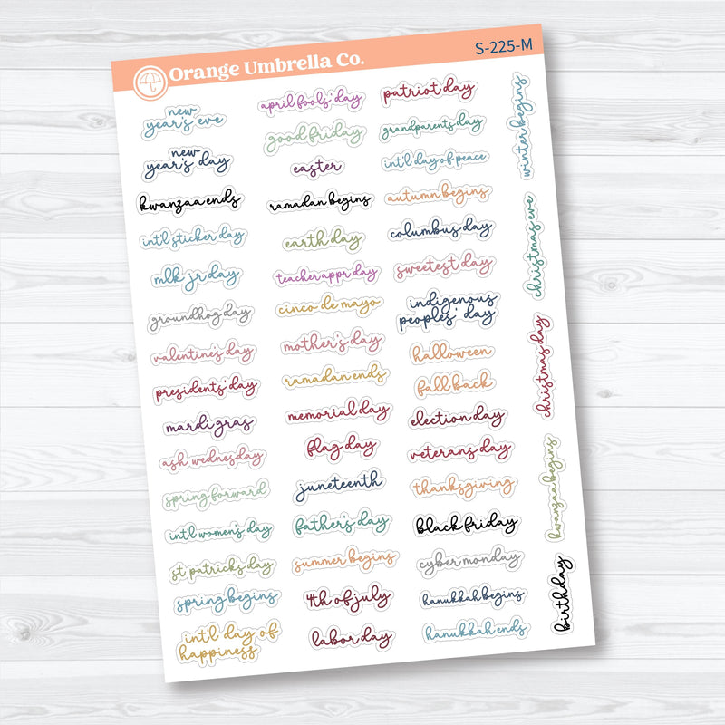 US Holidays F18 Font | Mini Planner Stickers Hobonichi Cousin | S-225