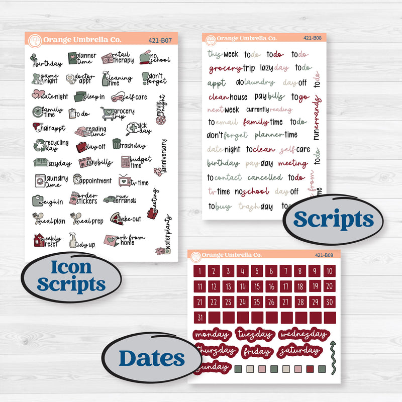 Vintage Christmas Kit | Weekly Add-On Planner Kit Stickers | Holiday Nostalgia | KIT-421-B