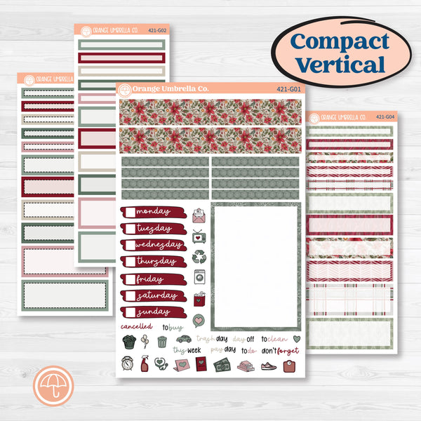 Vintage Christmas Kit | A5 Compact Vertical Planner Kit Stickers for Erin Condren | Holiday Nostalgia | KIT-421-G