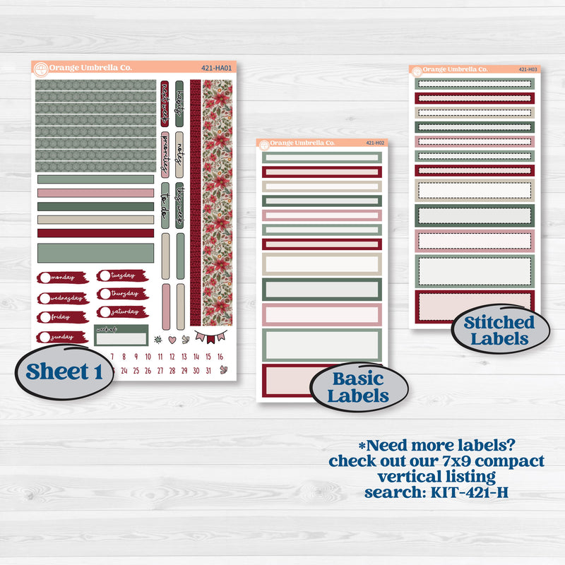 Vintage Christmas Kit | Erin Condren Weekly Dashboard Planner Kit Stickers | Holiday Nostalgia | KIT-421-HA