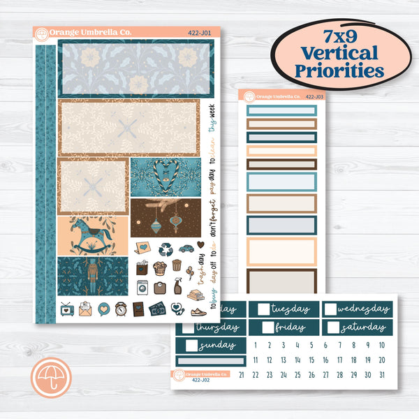 Whimsical Winter Kit | Plum Vertical Priorities 7x9 Planner Kit Stickers | Sugarplum | KIT-422-J