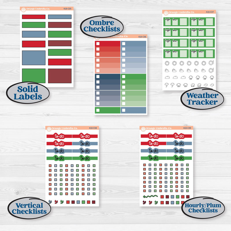 Playful Winter Kit | Weekly Add-On Labels Planner Kit Stickers | Jingle | KIT-418-C