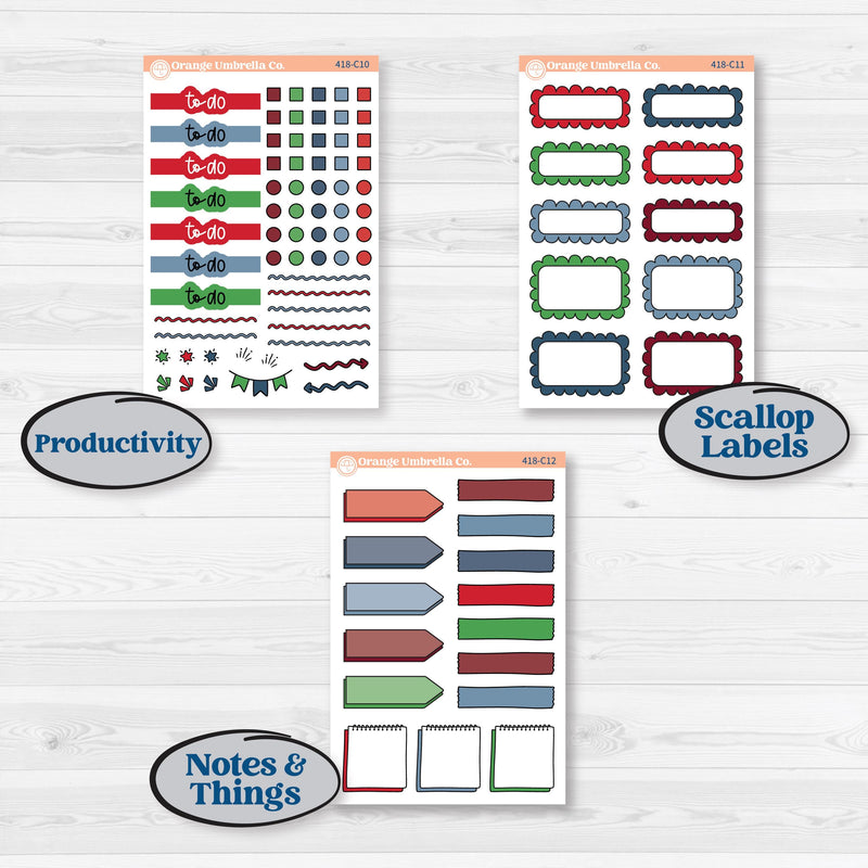 Playful Winter Kit | Weekly Add-On Labels Planner Kit Stickers | Jingle | KIT-418-C