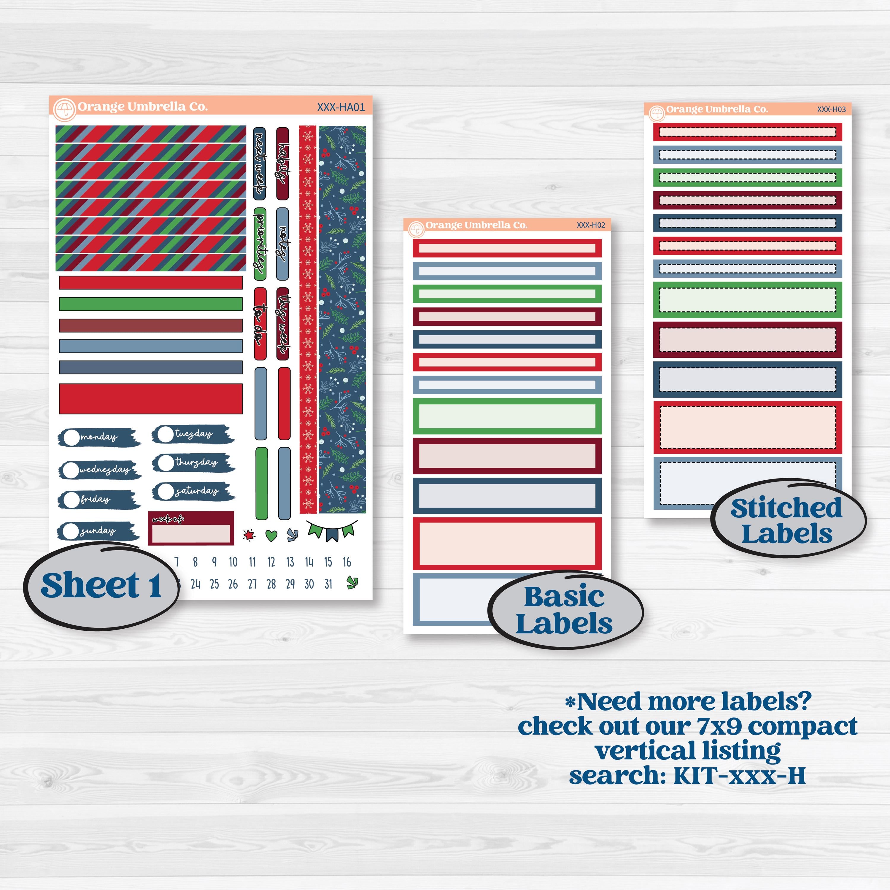 Playful Winter Kit | Erin Condren Weekly Dashboard Planner Kit Stickers | Jingle | KIT-418-HA