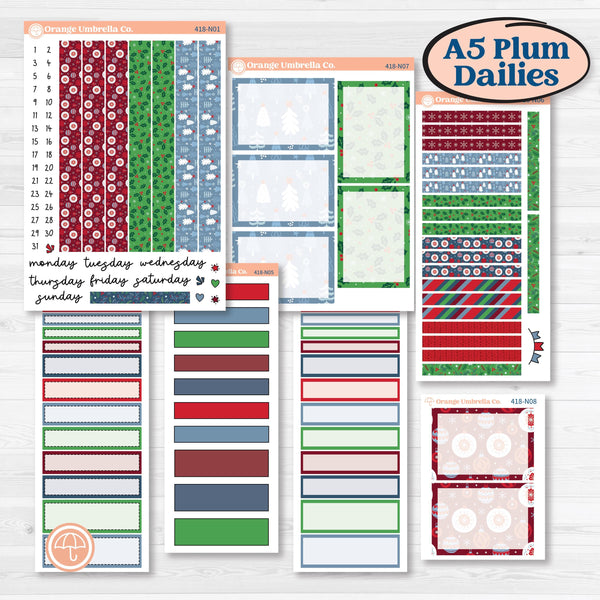 Playful Winter Kit | A5 Plum Daily Planner Kit Stickers | Jingle | KIT-418-N