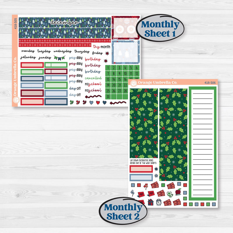 Playful Winter Kit | A5 Plum Monthly & Dashboard Planner Kit Stickers | Jingle | KIT-418-S