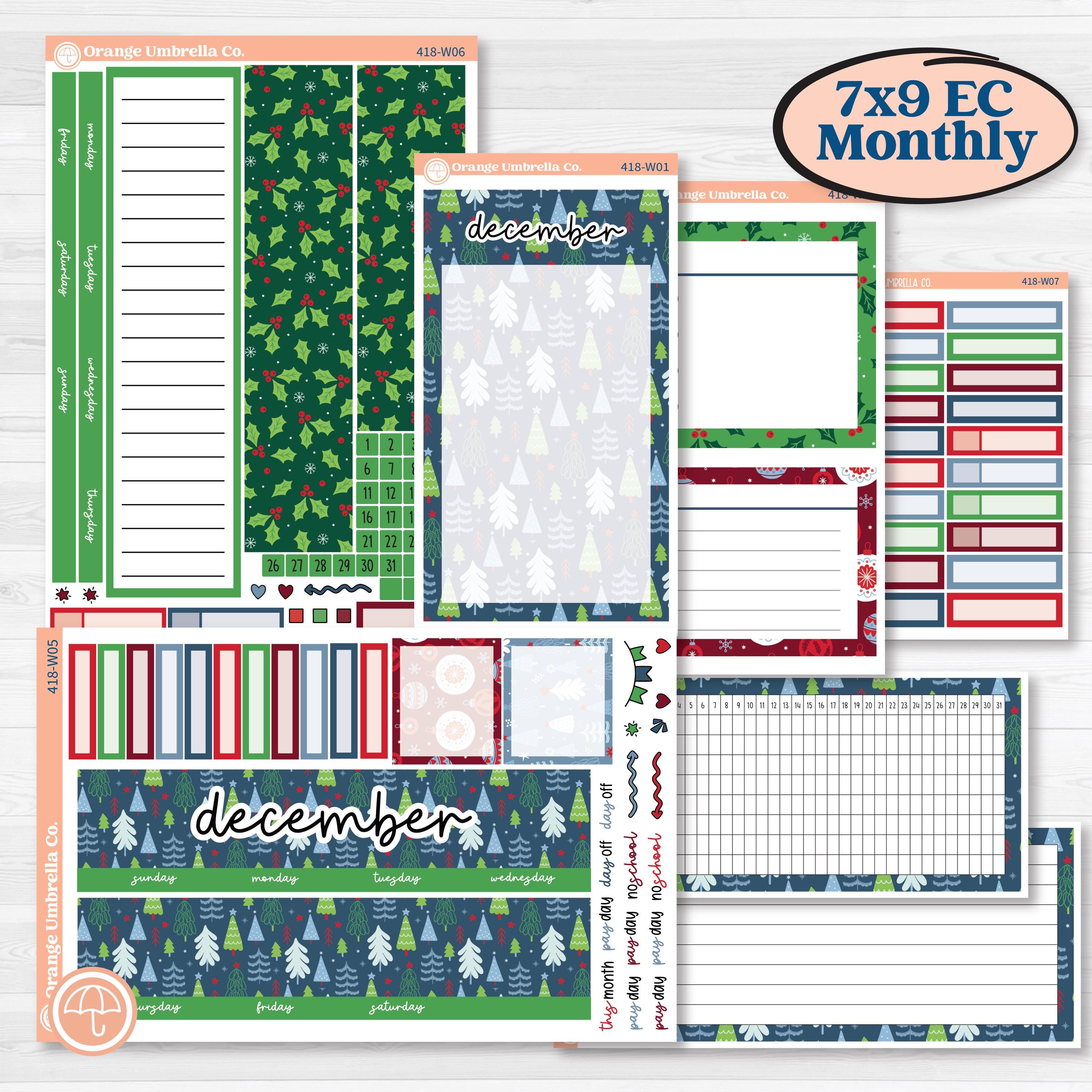 Playful Winter Kit | 7x9 Erin Condren Life Planner Monthly & Dashboard Sticker Kit | 2024-2025 Planners | Jingle | KIT-418-W