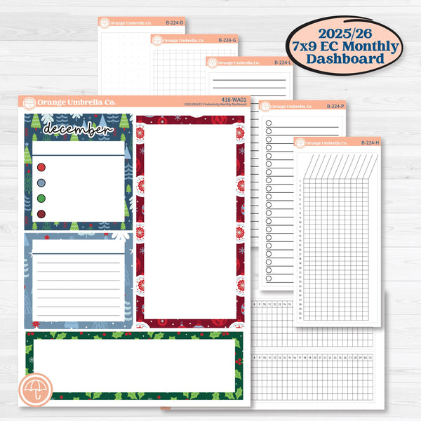 Playful Winter Kit | 7x9 Erin Condren Life Planner Monthly Dashboard Sticker Kit | 2025-2026 Planners | Jingle | KIT-418-WA