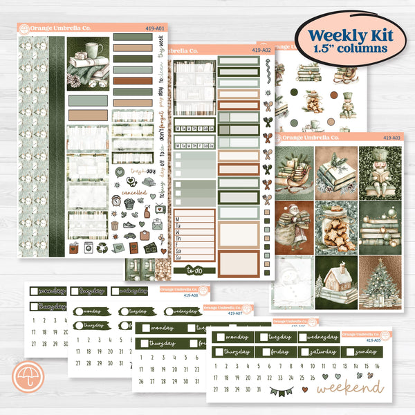 Classic Christmas Reading Kit | Weekly Sticker Kit for Vertical Planners like Erin Condren | All Aglow | KIT-419-A