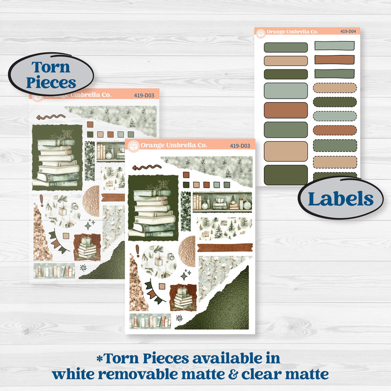 Classic Christmas Reading Kit | Journaling Kit Planner Stickers | All Aglow | KIT-419-D