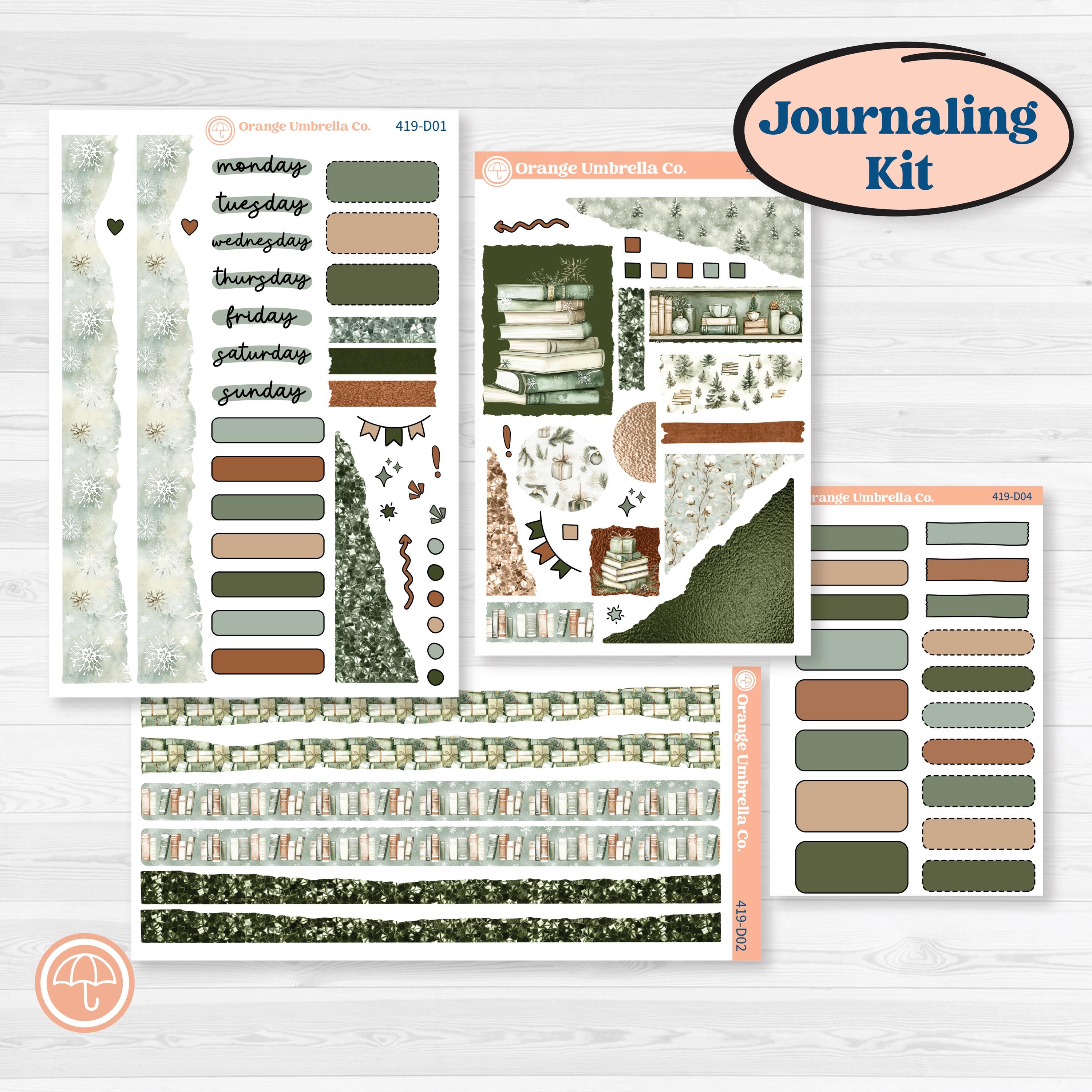 Classic Christmas Reading Kit | Journaling Kit Planner Stickers | All Aglow | KIT-419-D