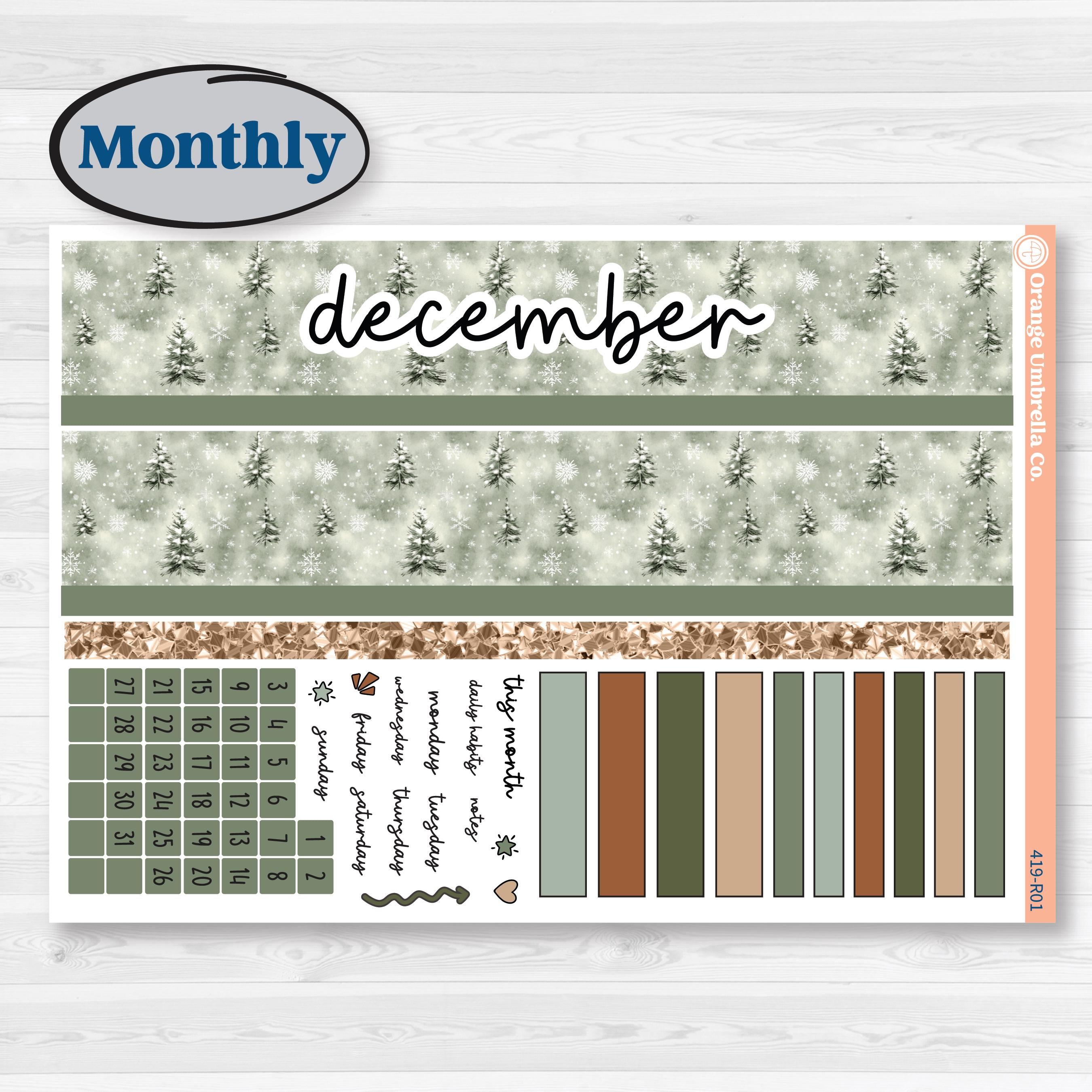 Classic Christmas Reading Kit | Laurel Denise Portrait Planner Kit Stickers | All Aglow | KIT-419-R