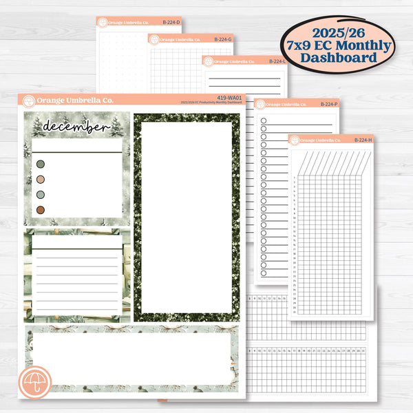 Classic Christmas Reading Kit | 7x9 Erin Condren Life Planner Monthly Dashboard Sticker Kit | 2025-2026 Planners | All Aglow | KIT-419-WA