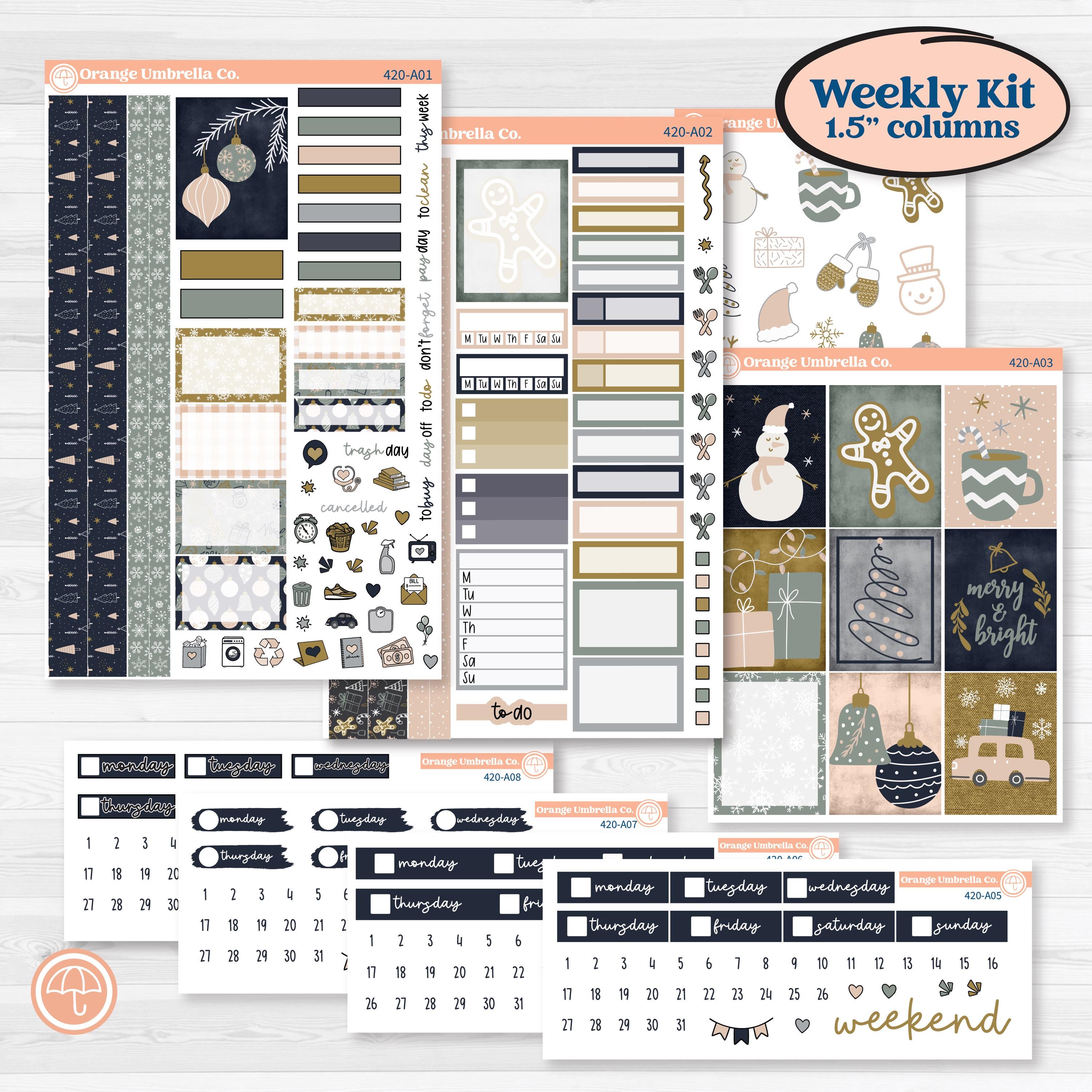 Cheerful Holiday Christmas Kit | Weekly Sticker Kit for Vertical Planners like Erin Condren | Very Merry | KIT-420-A