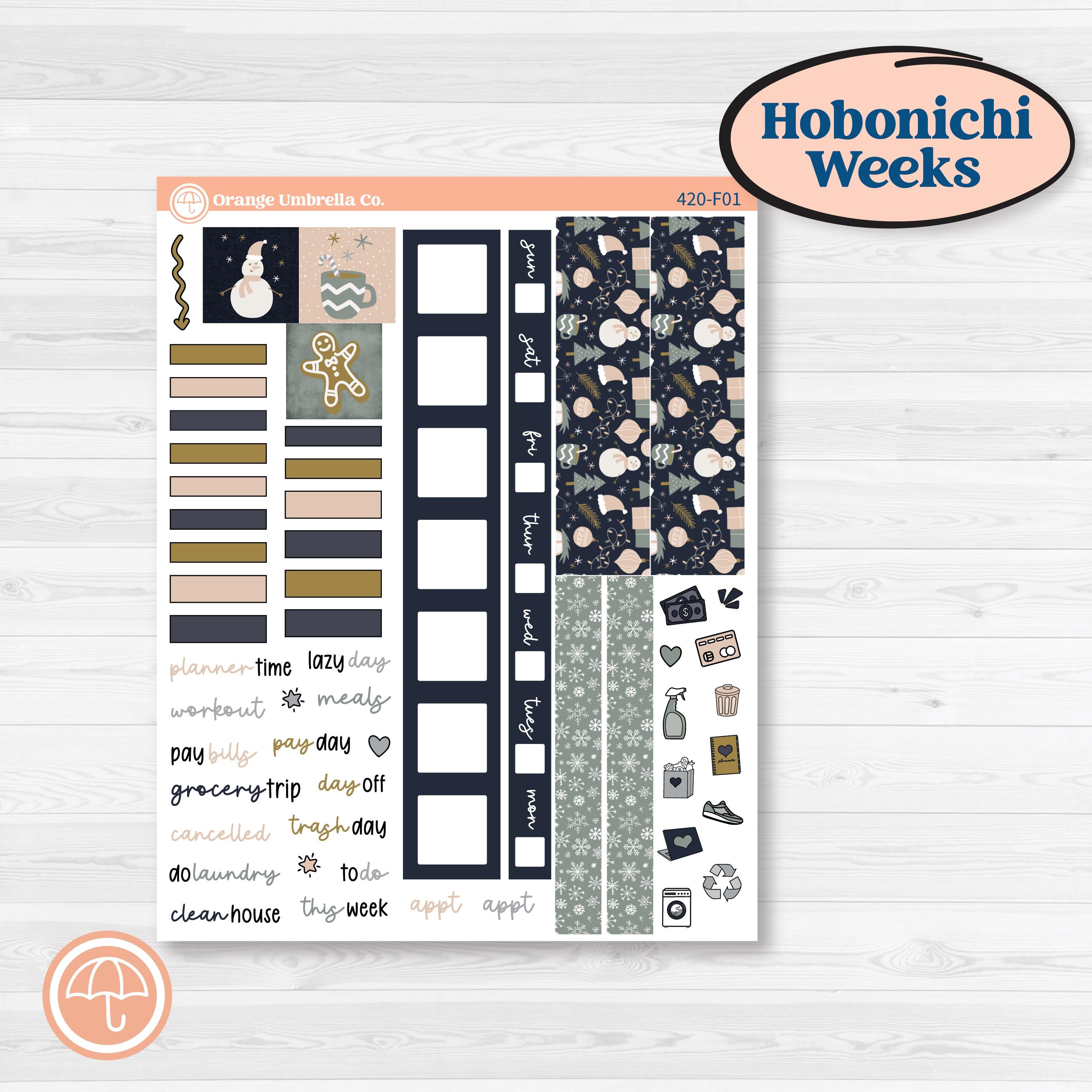 Cheerful Holiday Christmas Kit | Hobonichi Weeks Weekly Planner Kit Stickers | Very Merry | KIT-420-F
