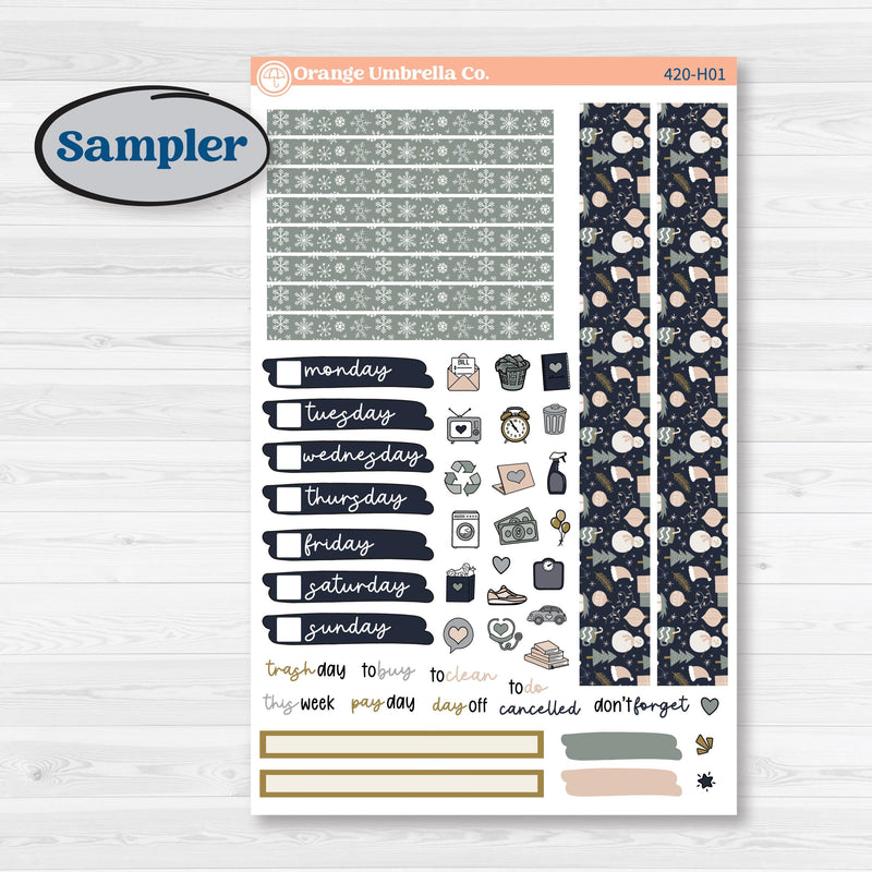 Cheerful Holiday Christmas Kit | 7x9 Compact Vertical Planner Kit Stickers | Very Merry | KIT-420-H