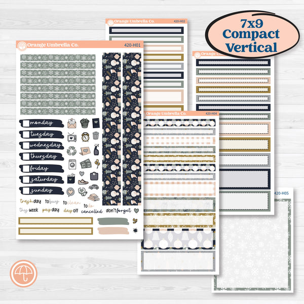 Cheerful Holiday Christmas Kit | 7x9 Compact Vertical Planner Kit Stickers | Very Merry | KIT-420-H