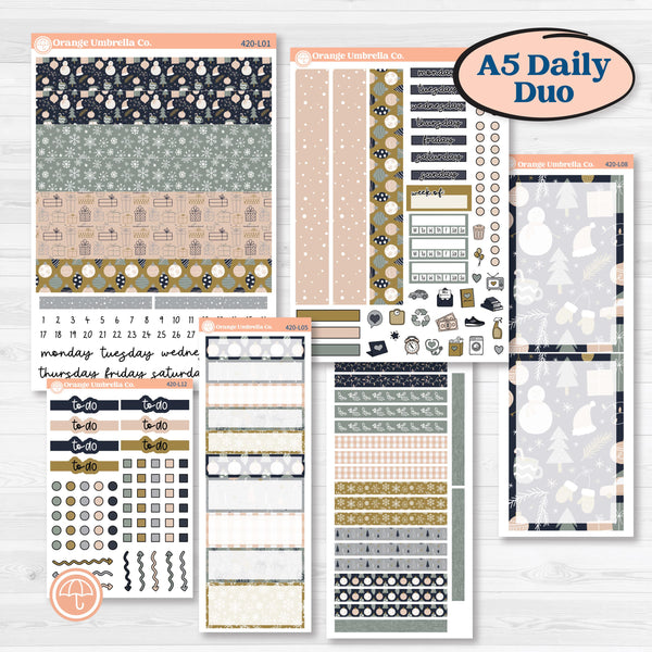 Cheerful Holiday Christmas Kit | A5 Daily Duo Planner Kit Stickers | Very Merry | KIT-420-L
