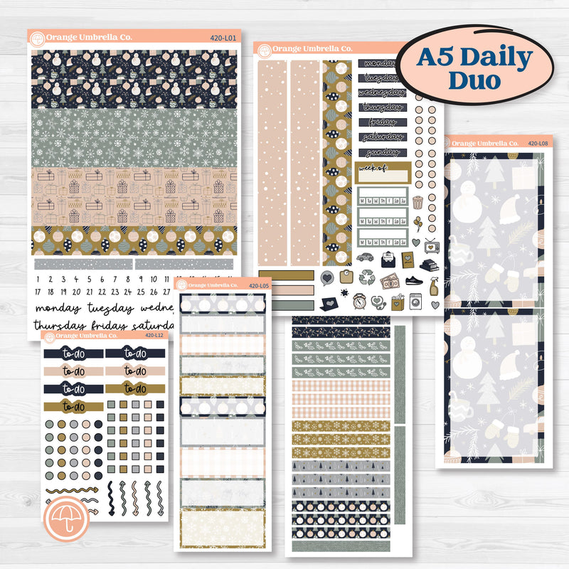 Cheerful Holiday Christmas Kit | A5 Daily Duo Planner Kit Stickers | Very Merry | KIT-420-L