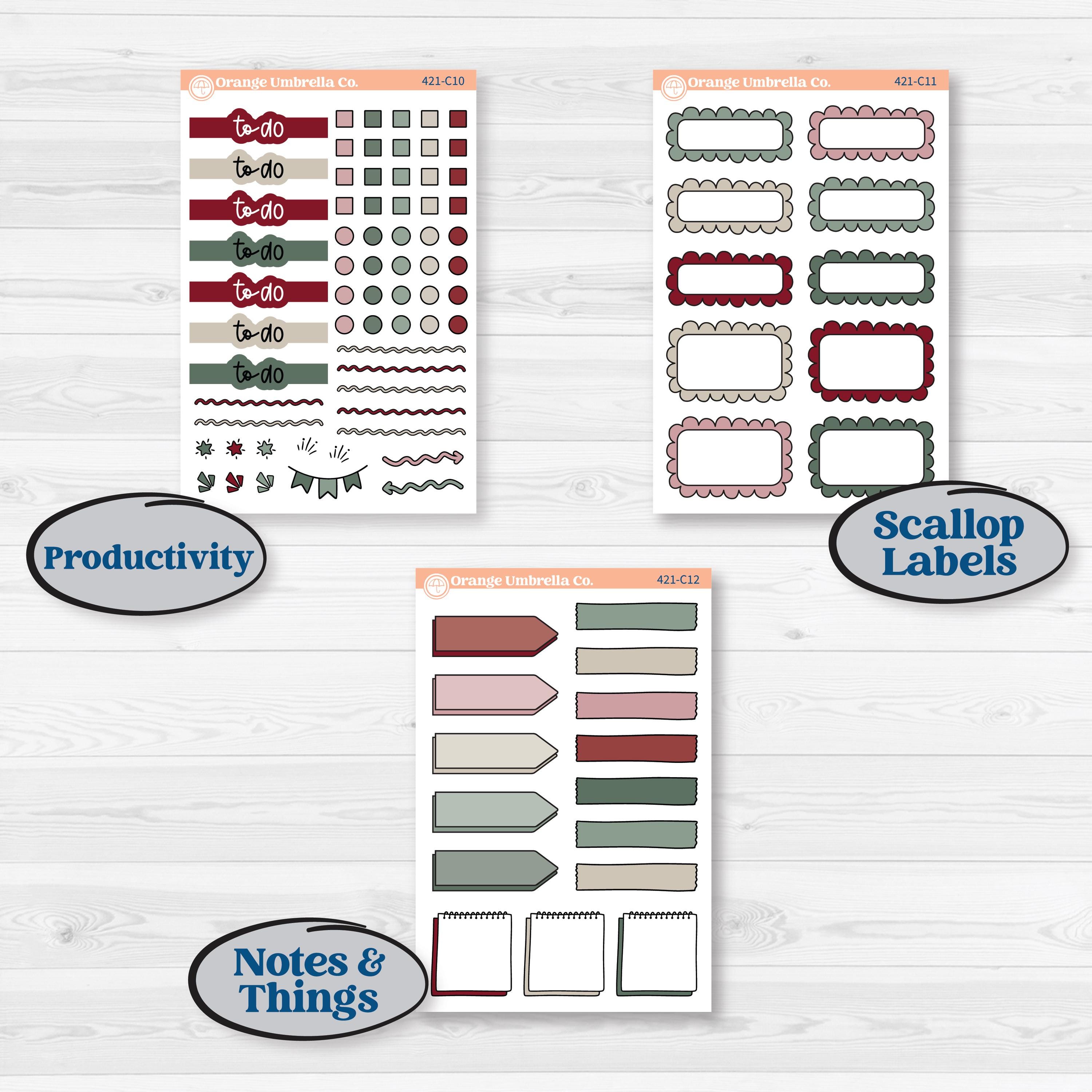 Vintage Christmas Kit | Weekly Add-On Labels Planner Kit Stickers | Holiday Nostalgia | KIT-421-C