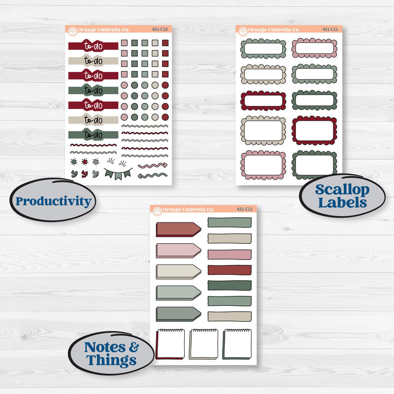 Vintage Christmas Kit | Weekly Add-On Labels Planner Kit Stickers | Holiday Nostalgia | KIT-421-C