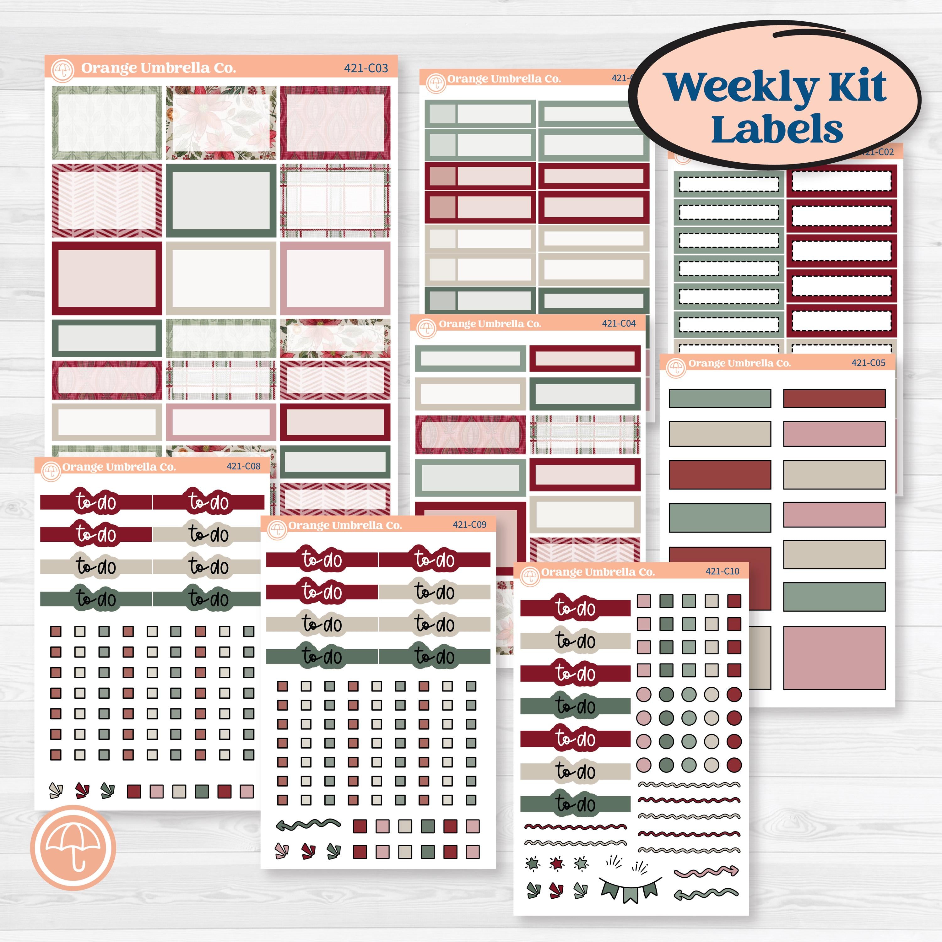 New Kit Label Vintage Christmas Kit | Weekly Add-On Labels Planner Kit Stickers | Ho