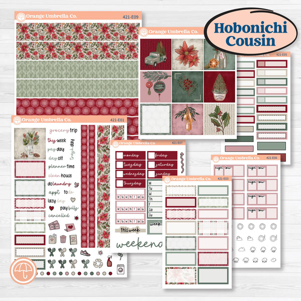 Vintage Christmas Kit | Hobonichi Cousin Weekly & Daily Planner Kit Stickers | Holiday Nostalgia | KIT-421-E
