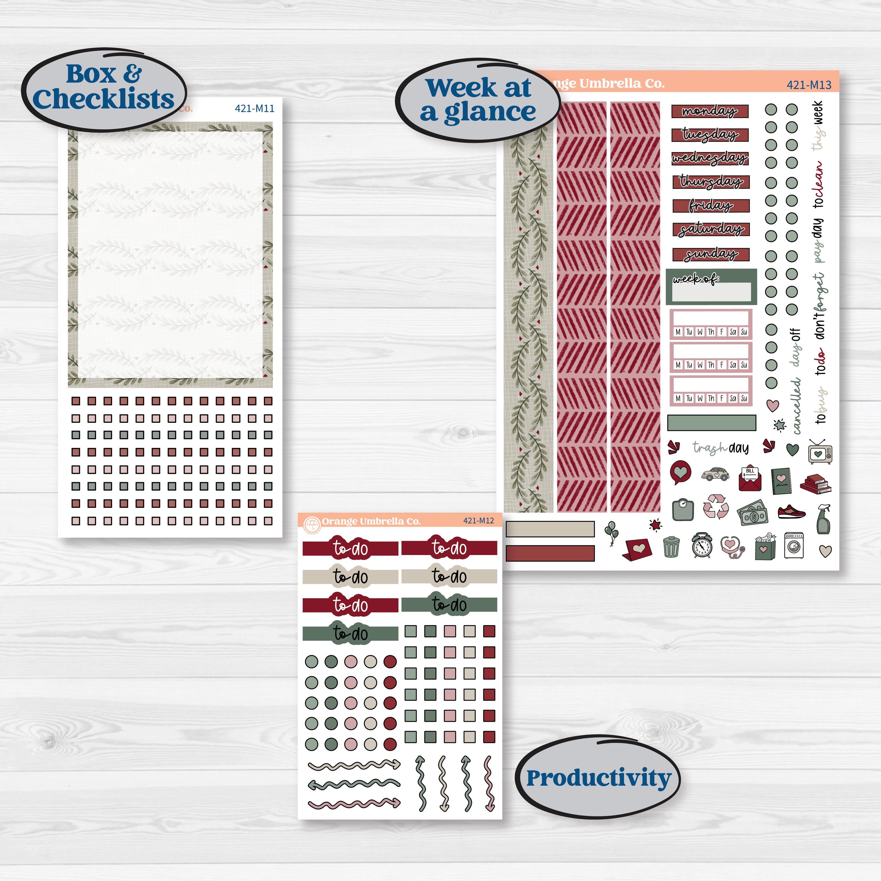 Vintage Christmas Kit | 7x9 Erin Condren Daily Duo Planner Kit Stickers | Holiday Nostalgia | KIT-421-M