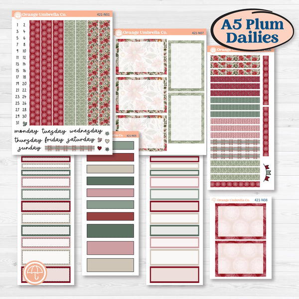 Vintage Christmas Kit | A5 Plum Daily Planner Kit Stickers | Holiday Nostalgia | KIT-421-N