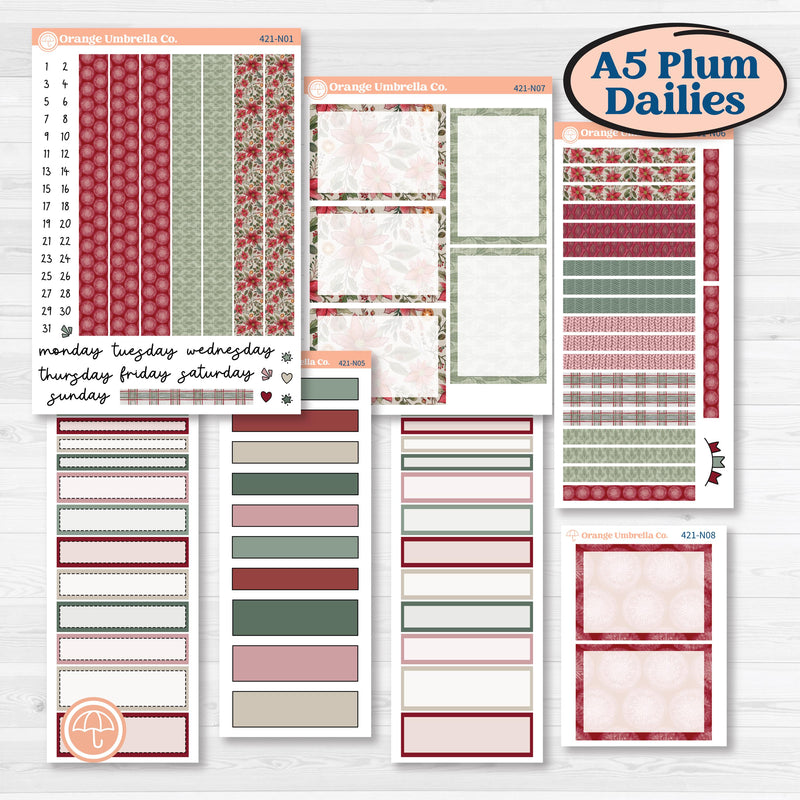 Vintage Christmas Kit | A5 Plum Daily Planner Kit Stickers | Holiday Nostalgia | KIT-421-N