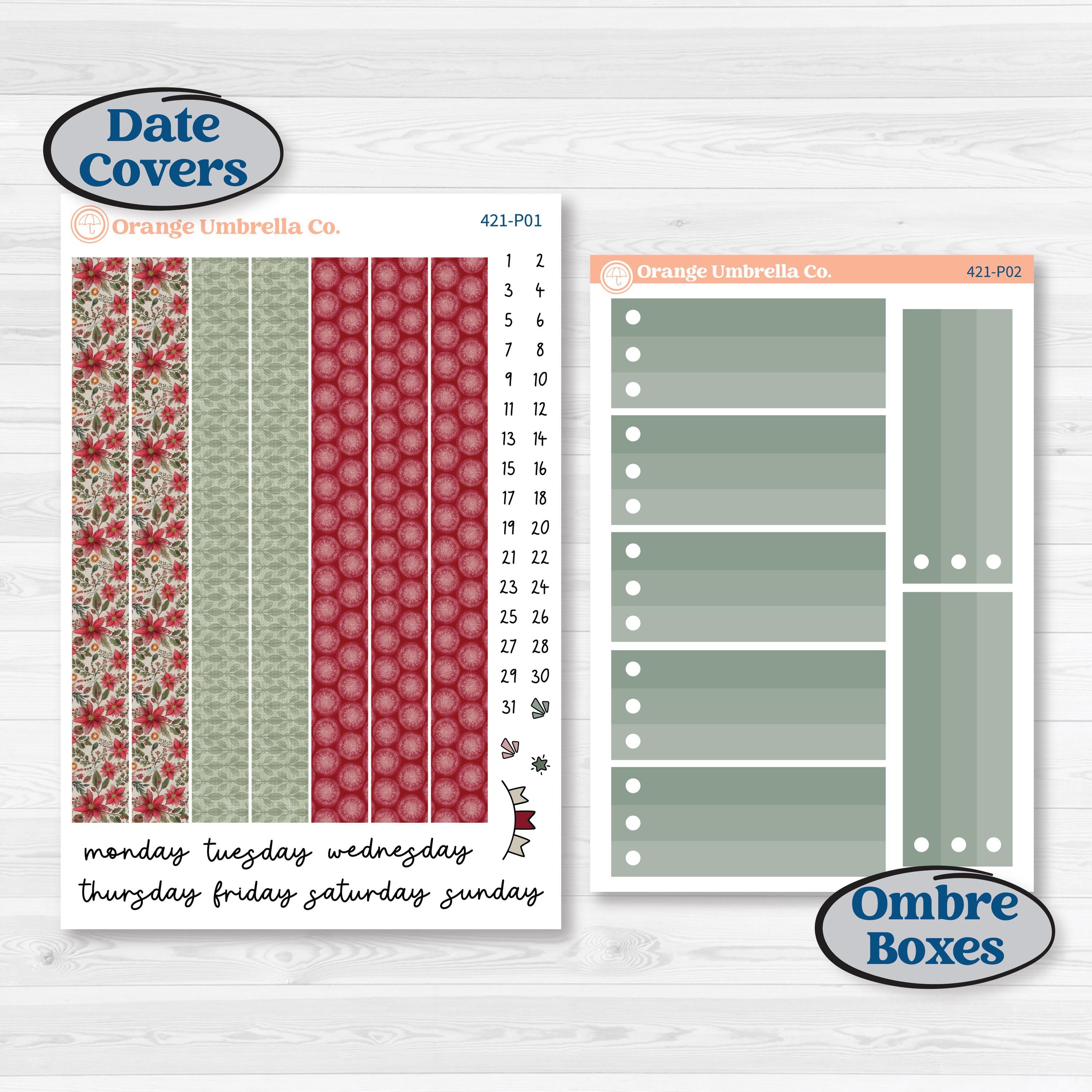 Vintage Christmas Kit | 7x9 Plum Daily Planner Kit Stickers | Holiday Nostalgia | KIT-421-P