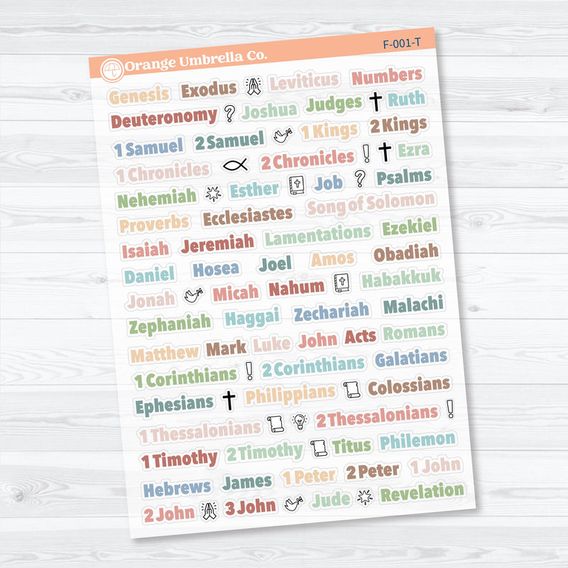 Mini Books of the Bible | Clear Matte | Faith Based Planner or Bible Journaling Stickers | F-001-CM