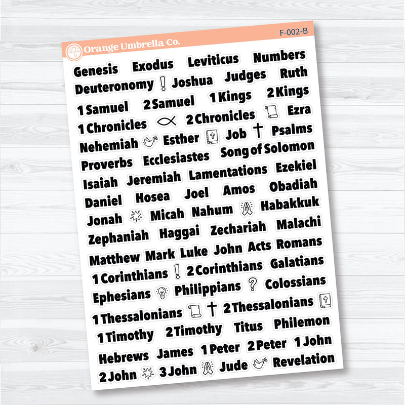 Medium Books of the Bible | Bible Journaling or Planner Stickers | Faith Based Stickers | F-002