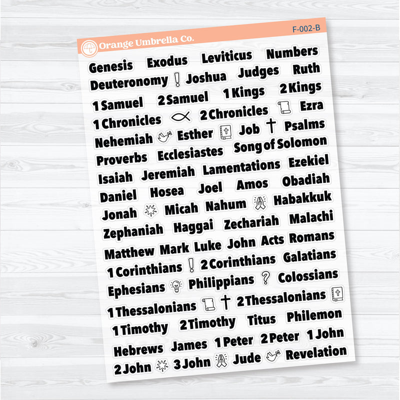 Medium Books of the Bible | Bible Journaling or Planner Stickers | Faith Based Stickers | F-002-CM